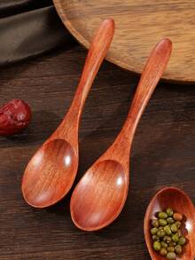 1/4PCS Small Wooden Spoons, 5.7Inch/14.5cm Honey Spoons For Tea, Wooden Honey Teaspoons For Coffee, Little Tiny Wood Spoons, Mini Table Spoons For Jar & Condiment, Wooden Spoons For Eating - Orange - View 5