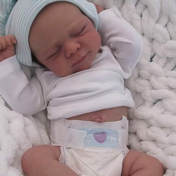 1pc 19-Inch Lifelike Reborn Baby Doll - Realistic Vinyl Limbs, 3D Painted Skin With Visible Veins, Hand-Rooted Hair - 48cm Fully-Vinyl Realistic Adorable Newborn Girl Handcrafted Reborn Doll, Suitable As Gift For Children