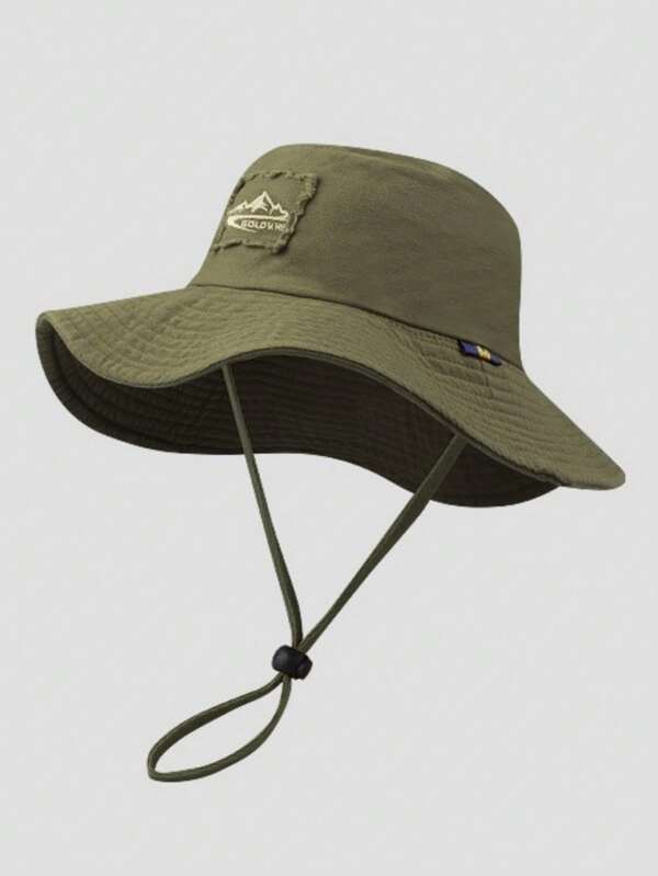 Chapéu de balde de aba larga dobrável unissex de 1 peça, chapéu de pesca com proteção solar para caminhadas ao ar livre, chapéu de cowboy estilo ocidental com proteção UV, alça ajustável