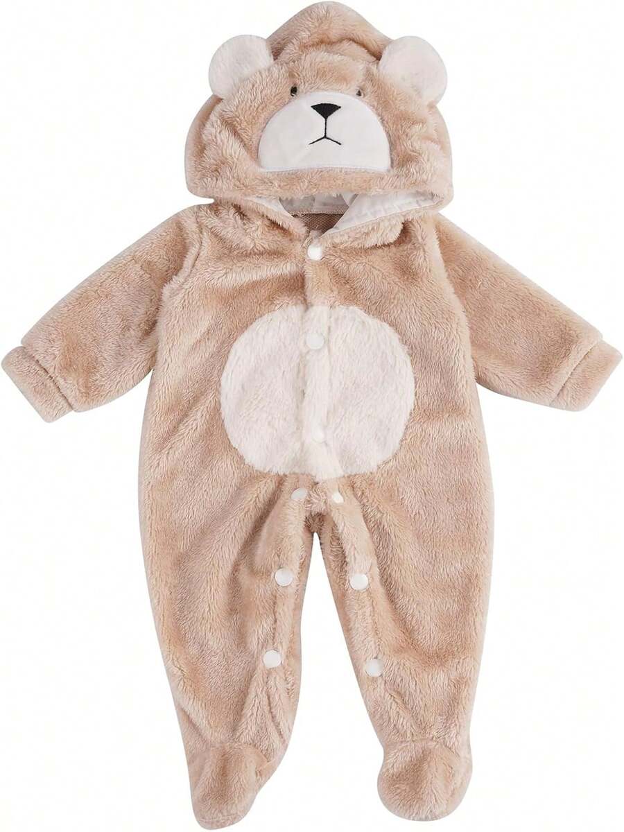 DreamyDolly Khaki Bear-Themed Baby Doll Clothes Set – Cute On-Esie With Hat, Fits 17-22 Inch Reborn Dolls (Girls & Boys) – Soft Fabric Outfit For Realistic Doll Dress-Up & Pretend Play - Multicolor - View 1