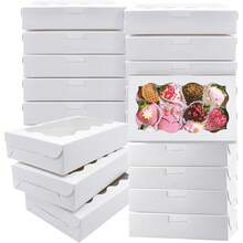 15 piezas de Cajas para Galletas con Ventana Transparente, Cajas Blancas para Postres de Panadería, Contenedores Premium para Pasteles, Tartas, Dulces - Blanco - Ver 2