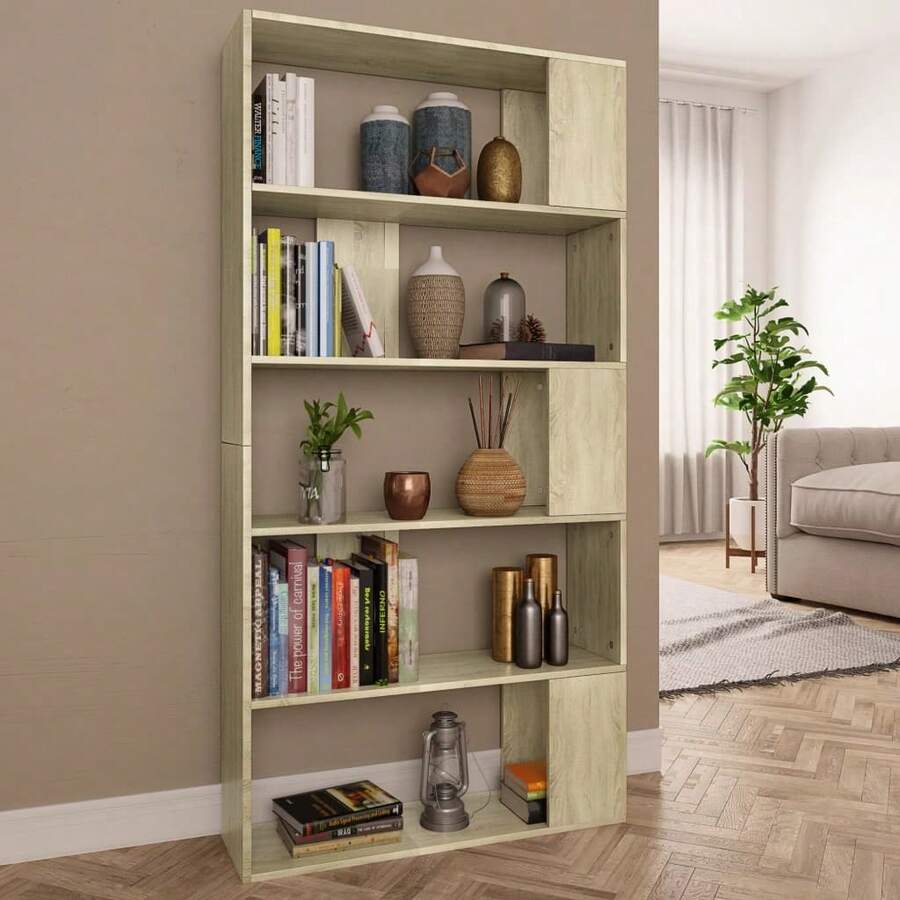 Bücherregal/Raumteiler Sonoma-Eiche 80x24x159 cm Holzwerkstoff - Braun - Übersicht 1