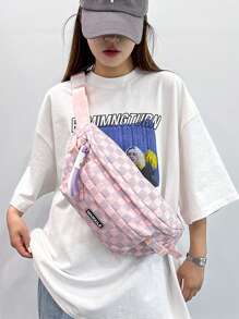 Bolso de pecho de cuadros - Bolso bandolera casual de unicolor para mujer, moda bolso de cintura diagonal de hombro