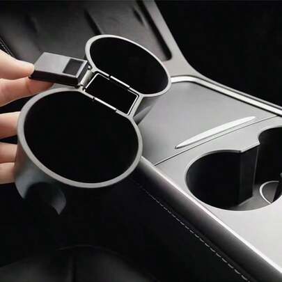 TRTY Y Center Console Cup Holder With Ashtray Storage Box, Car Cup Holder Limiter, Cup Holder Protector, Interior Accessory, Silicone Armrest Hidden Cubic Drawer Storage Box, Suitable For Tesla Accessories, Also A Great Gift For New Year, Valentine's Day, Easter, Father's Day, Christmas, Birthday