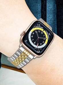 5-Bead Apple Watch Band Compatible With Apple Watch Series 6/7/8/Ultra, Metal Butterfly Buckle Link Band - Multicolor - View 3