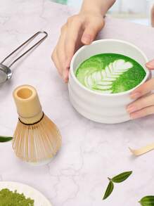 Set di 5 pezzi per preparare il Matcha - Ciotola per Matcha e frusta in bambù, colino per tè, cucchiaino, setaccio, supporto per frusta, kit di partenza perfetto per la cerimonia del tè Matcha (Verde) Back to School