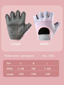 1 Pair New Sports Gloves, Women's Non-Slip Shock-Absorbing Wear-Resistant Callus-Preventing Fitness Gym Weightlifting Half Finger Gloves - Pink - View 6
