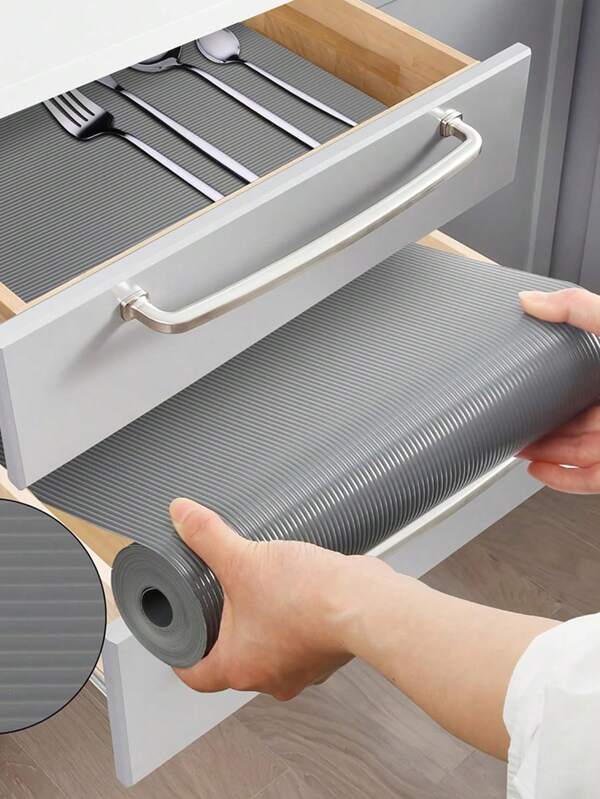 1 Roll, Gray Drawer Liners, Washable EVA Drawer Mats, Waterproof And Oil-Proof Cupboard Liner, Non Adhesive Fridge Liner, Cabinet Liners For Kitchen, Drawer, Refrigerator, Shelves Protector, Shelf Paper, Shelf Liners
