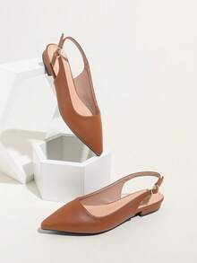 Eleganti scarpe da donna di colore unito, con cinturino alla caviglia, tacco basso e leggero, punta affusolata, scarpe da donna con tacco basso