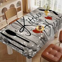 1 pièce Nappe de table de cuisine rectangulaire minimaliste | Imprimé avec un motif de couteau, fourchette et cuillère | Convient pour la décoration de scène, la protection de la table et la décoration de la pièce - Noir - Voir 6