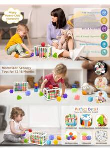 1 Pc Baby Stacking Toy, Color & Shape Learning, Hand Coordination Exercise, Grabbing Stimulation, Early Education Stacking Toy, Christmas & Halloween Gift, (Accessories Details, Textures & Colors Are Random)