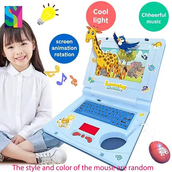 Kinder Lern-Notebook Computer aus Plastik, hochsimuliertes pädagogisches LED Musik Elektronik Kinder Lerncomputer Spielzeug und Maus Spielzeug, Kinder Aufklärung und Frühförderung Spielzeug