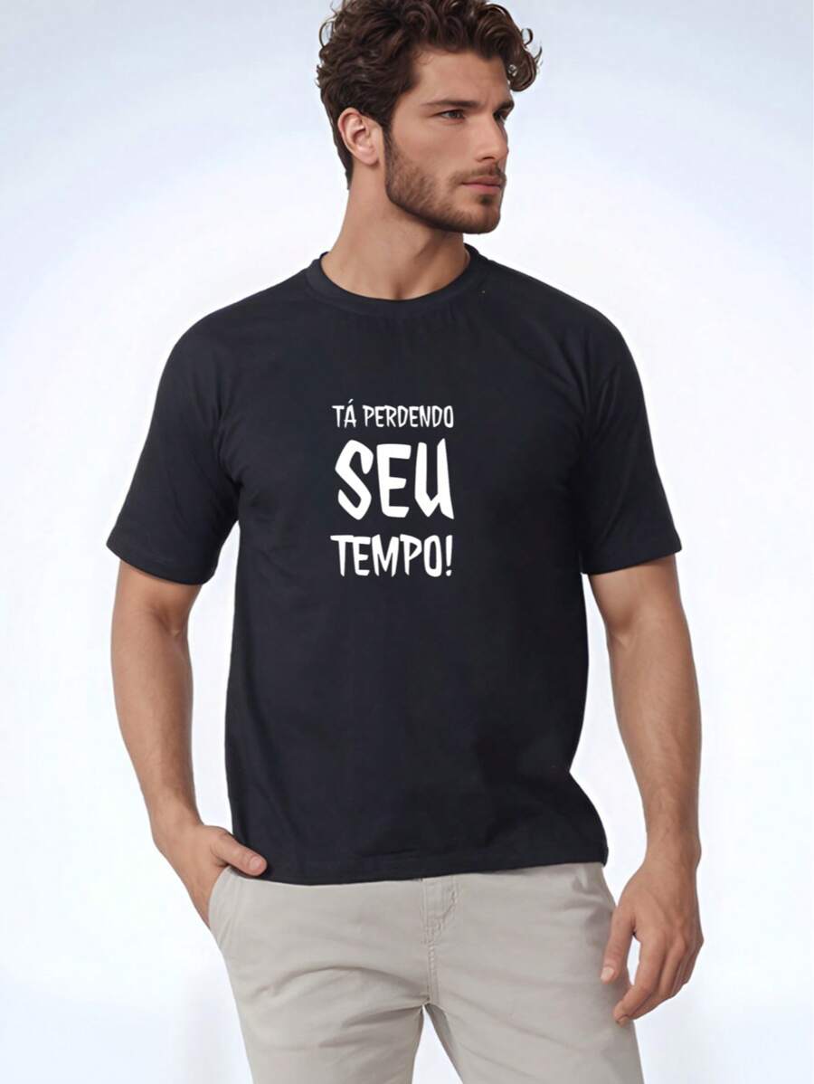 Printed T-Shirt You're Wasting Your Time Funny Phrases Comfortable Durable Fabric Black