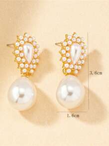 1pc Necklace And 1 Pair Earrings Elegant Vintage Oval Rhinestone Layered Faux Pearl Necklace And Earring Jewelry Set, Sophisticated Delicate Design, Suitable For Women's Daily And Festival Occasions