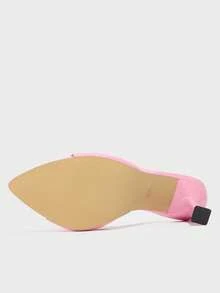 Jin Bei Qi Women Fashion High Heel Shoes, Pointed Toe, Shiny Patent Leather, Colorful Material, Sexy Mules, Elegant Pink Sandals For Party, Outdoor, Banquet In Spring & Summer - Pink - View 8