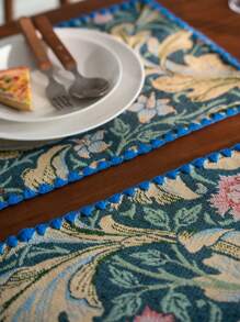 1/4/6/12 piezas Manteles individuales con estampado de flor de tulipán, estilo vintage pastoral americano para decoración de cocina, mesa de comedor para reuniones festivas, fiestas de cumpleaños, decoración del hogar, dormitorio, jardín, todo el año