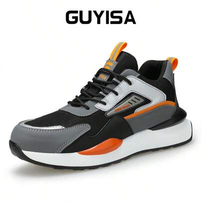 Fashionable Two-Tone Safety Shoes, Anti-Crush, Anti-Puncture, Breathable And Functional, With Soft And Lightweight PU Soles
