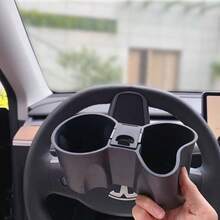 TRTY Y 型中控台杯架带烟灰缸收纳盒，车载杯架限位器，杯架保护器，内饰配件，硅胶扶手隐藏式立式抽屉收纳盒，适用于特斯拉配件，也是新年、情人节、复活节、父亲节、圣诞节、生日的绝佳礼物