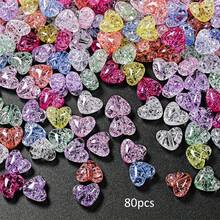80pcs 10mm Crackle Heart & Star Shaped Beads For DIY Jewelry Making, Necklace, Earrings, Keychain, Phone Charm Accessories - Multicolor - View 9