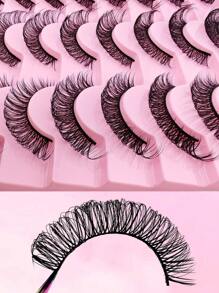 20 Paar falsche Wimpern Russischer Strip Wimpern, D-Locken, verwischt, natürliches Aussehen, 16mm, lockig, wie Echthaarwimpern, flauschiges Katzenaugen-Look, verlängerte gefälschte Wimpern Set