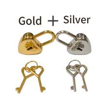 1-2件锌合金爱心锁箱包五金锁心形包挂锁带钥匙旅行首饰盒日记本手提箱衣柜迷你心形锁