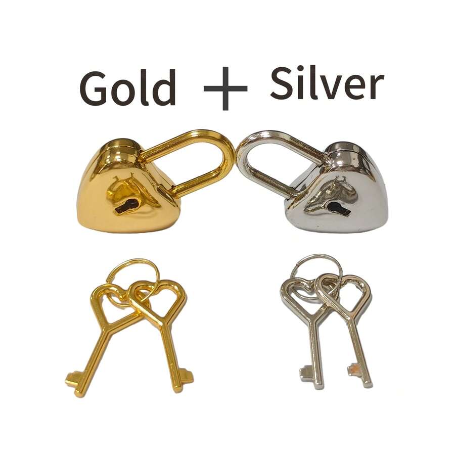 1-2件锌合金爱心锁箱包五金锁心形包挂锁带钥匙旅行首饰盒日记本手提箱衣柜迷你心形锁