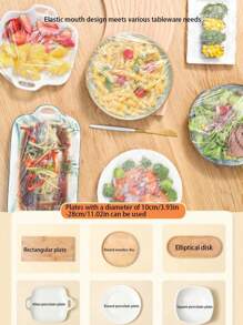 50pcs/100pcs/200pcs Color Transparent Elastic Bowl Cover, Anti Fly Fresh-Keeping Film Cover, Refrigerator Leftovers Disposable Home, Summer Food Fresh-Keeping Film, Food Protective Cover, Reusable