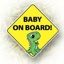 2pcs Baby In Car Stickers For Boys Paint, Removable, Non-Magnetic Baby Stickers For Cars & Windows -Baby Dinosaur