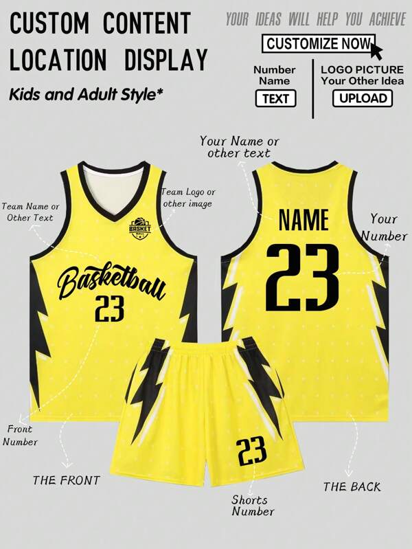 Tricou de baschet personalizat pentru bărbați, 2 buc. - Set sport personalizat cu nume de club, număr și imagine, maiou + pantaloni scurți, pentru antrenament de echipă și ținută casual, primăvară/vară