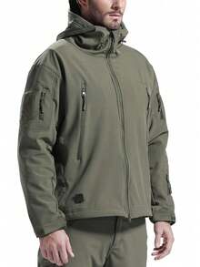 Military Soft Shell Tactical Jacket, Men's Waterproof Windproof Jackets, Men's Army Combat Hooded Coats - 軍綠色 - 查看 7