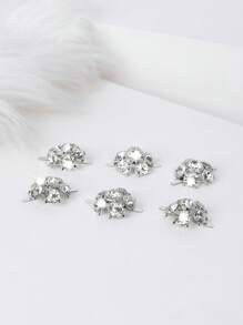 6 pièces/set Clips de mode en métal argenté pour accessoires de chaussures, décoration de chaussures amovible en alliage de zinc brillant. Convient pour les chaussures de sport et les chaussures en canevas, s'adapte à diverses occasions