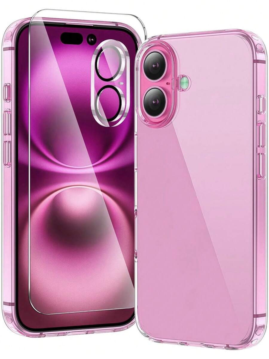 Transparent Phone Case Compatible With IPhone 16 / 16 Plus / 16 Pro Max / 16 Pro, [Phone Accessories] 1 X Screen Protector And 1 X Camera Protector, Clear Phone Case Compatible With IPhone 16 (6.1 Inch) (Set) (Includes Screen Protector + Camera Protector + Phone Case)