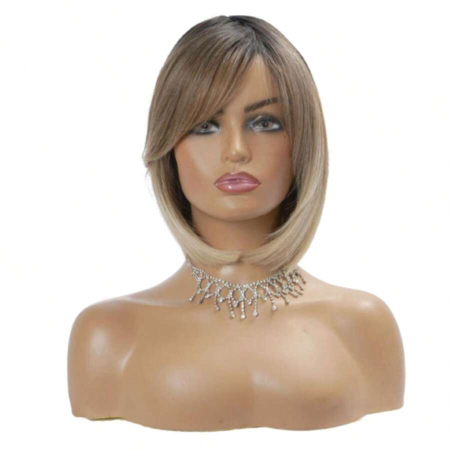Peruca Curta Long Bob 40cm - Corte Moderno, Fibra de Alta Qualidade | Yan Hair Diversas Cores Dia a Dia Cosplay Fantaisa - Degradê - Visão 1