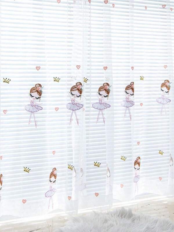 1 Stück Cartoon bestickte Vorhang, Prinzessin Tanzdesign für Mädchenzimmer