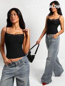 Women Crop Tops Lace Cami Top Sleeveless Tank Top Sexy Vest Tops Cute Tops Y2K Going Out Tops Summer Tops Casual Basic Festival Outfits Party Club