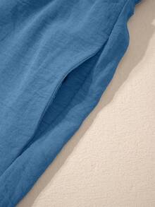 Acelitt Women's Solid Color Square Neck Pleated Patchwork Pocket Casual Vacation Loose Wide Leg Sleeveless Jumpsuit, Summer - Baby Blue - View 9