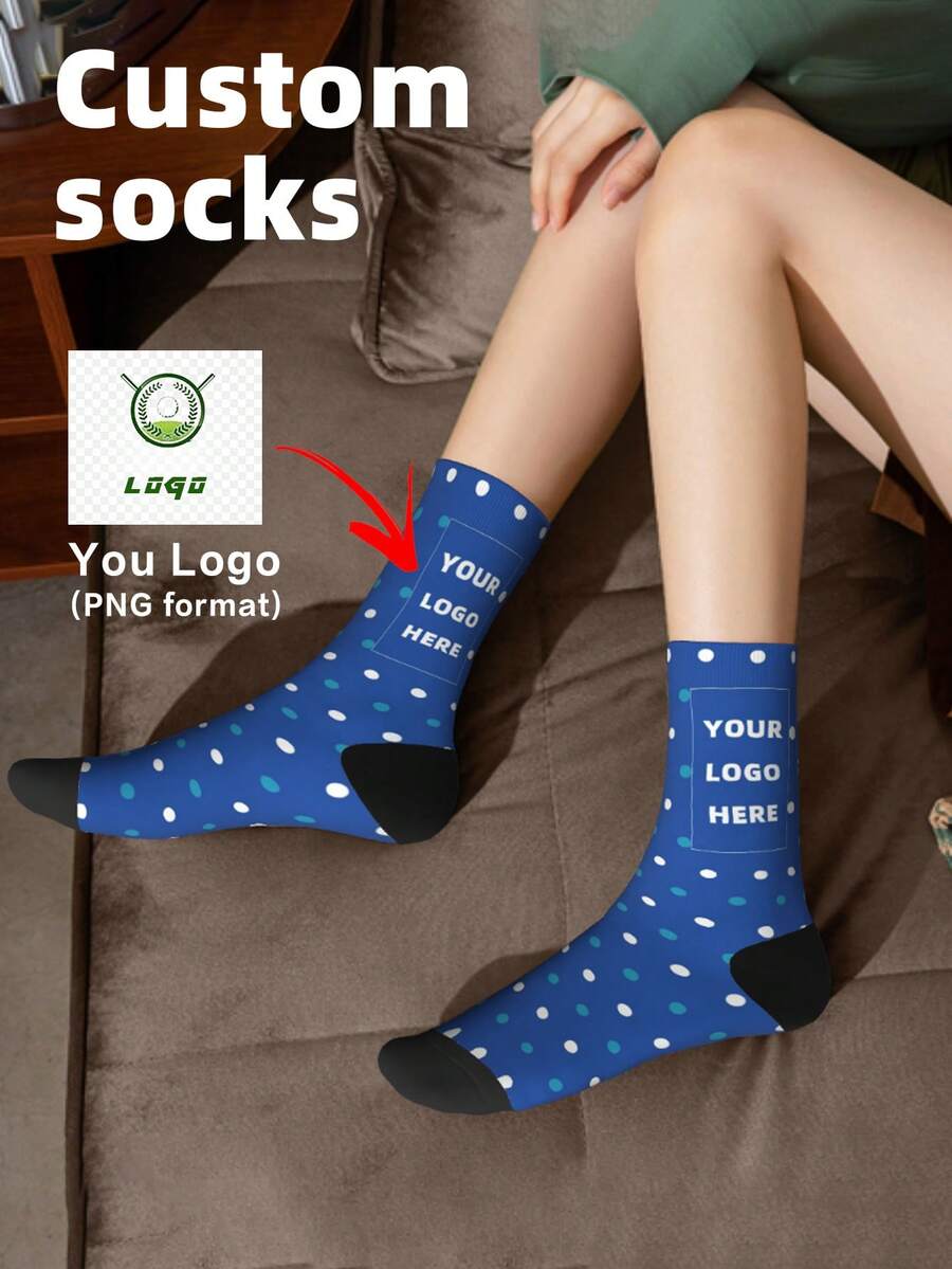 Calcetines personalizados con logotipo, calcetines personalizados para hombres y mujeres, calcetines con logotipo de empresa personalizado, regalos, calcetines divertidos, calcetines con logotipo personalizable - Multicolor - Ver 1