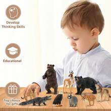 North American Forest Animal Figurines Educational Toy Cake Toppers,Realistic Jungle Animal Set, Christmas Birthday Gift For Kids Toddlers, Includes Elephant,Camel,Giraffe,Tiger Lion,Panda,Bear,Deer,Hippo,Rhino,Raccoon,Lynx,Wolf,Eagle,Beaver, Rabbit,Beaver,Bald Eagle, And More