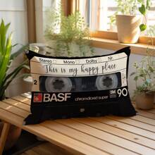 MEMNUN 1 Stück/2 Stücke Vintage Kassetten-Tape "Dies ist mein glücklicher Ort" bedruckter dekorativer Kissenbezug [ohne Kissenfüllung], 30*50cm/40*60cm, [einseitig Muster] Polyester Kissenbezug für Sofa, Bett, Wohnzimmer, Schlafzimmer, Auto, Büro, Hotel Dekoration, perfektes Geschenk für Familie und Freunde, für alle Jahreszeiten
