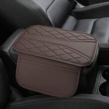 1 pièce Coussin rehausseur de boîte d'accoudoir de voiture avec sac de rangement latéral, coussin de boîte d'accoudoir de voiture en PU avec poche de rangement, accessoire de décoration intérieure de voiture