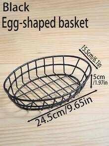 1pc Metal Bread Basket, Snack Basket, Fried Chicken Basket, Fried Food Plate, Popcorn Bowl, Mini French Fry Basket, Fried Chicken Snack Plate, Chicken Wings & Fried Food Snack Basket, For Holding Fast Food, Fruit, Burgers, Potatoes - Black - View 8