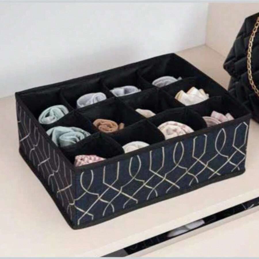 MADE IN TURKEY Elegant Drawer Organizer – 31x25x12 Cm, Durable And Lightweight, 142 G, Reusable Decorative Organizer For Closet, Office, Or Home Use, Stackable Design - Black - View 1