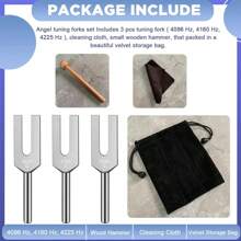 Angel Tuning Fork Set - 4096 Hz, 4160 Hz, 4225 Hz, For Sound, Musical Instruments, With Wooden Mallet And Soft Storage Bag (Gold/Silver)
