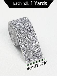 1 Rolls Of DIY Self-Adhesive Rhinestone Tape, Silver Resin Rhinestone Strip, Diamond Crystal Rhinestone Tape Roll Stickers, Sparkling Rhinestones Used For Crafts, Fabrics, Cars, Clothing, Bottles, Cakes, Mobile Phones, Birthdays, Wedding Decorations (Silver)