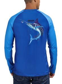 RODEEL Men's High Performance Raglan Long Sleeve Fishing Shirt Lightweight Sun Protection T-Shirt Cool Feeling Suitable For Outdoor Activities