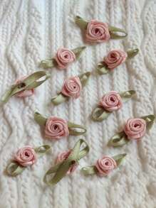 20/50/100 Stücke Mini handgemachte Rose Blume Satinband Rosetten Stoff Applikationen für Hochzeitsdekoration, Basteln, Nähzubehör