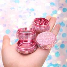Pink Rhinestone Herb Grinder 4-Layer Bling Crystal Grinder-40mm - Hồng - Xem 5
