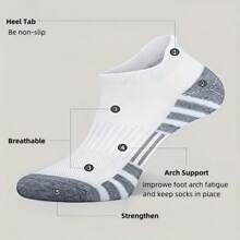 5 perechi de șosete sport respirabile, absorbante de șocuri, pentru bărbați, cu suport pentru arcul plantar - Design cu dungi care absoarbe umezeala, Ambalaj multicolor (negru/alb/gri), Căptușeală suplimentară pe călcâi și vârf, Îngroșate și durabile, Stil atletic, Potrivite pentru pasionații de sport