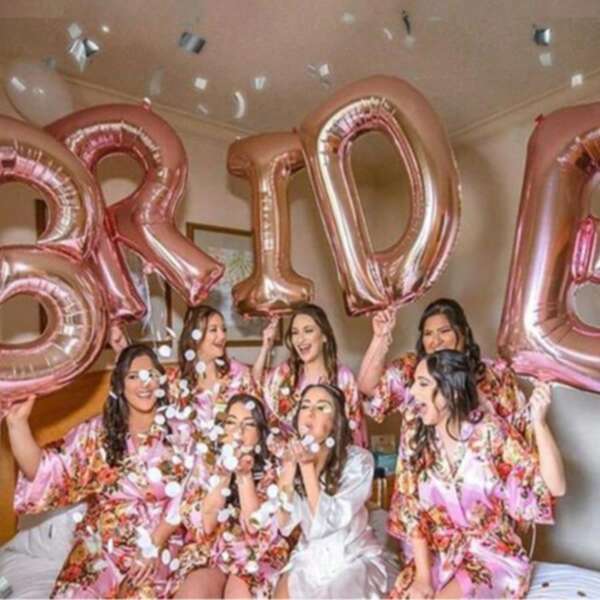 5PCS Letters Rose Gold BRIDE Bridal Letter Aluminum Film Balloons Party Decoration Balloon Set Silver Wedding Bride 16 Inch Gold Letter Balloons