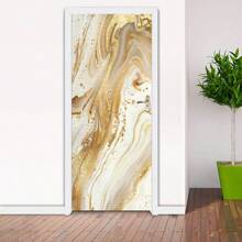 1 pièce/2 pièces Autocollant mural et de porte en PVC autoadhésif, imperméable et anti-salissure. Motif géométrique moderne 3D abstrait de couleur violette avec fini doré. Convient pour les murs intérieurs et extérieurs, les portes de placard. Disponible en plusieurs tailles.